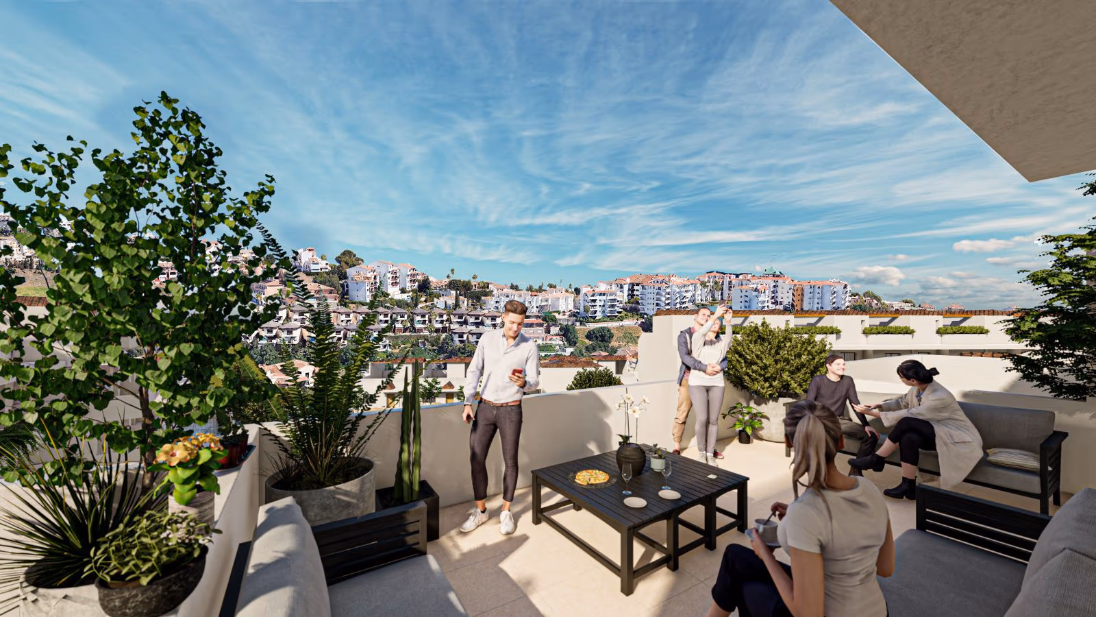 La azotea privada de 42 m² del ático Coral con vistas al mar